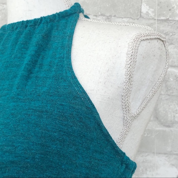 CHASER Teal Halter Drape Back Mini Romper Size Medium - Picture 9 of 16